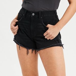 AE Hi-Rise Festival Black Denim Shorts